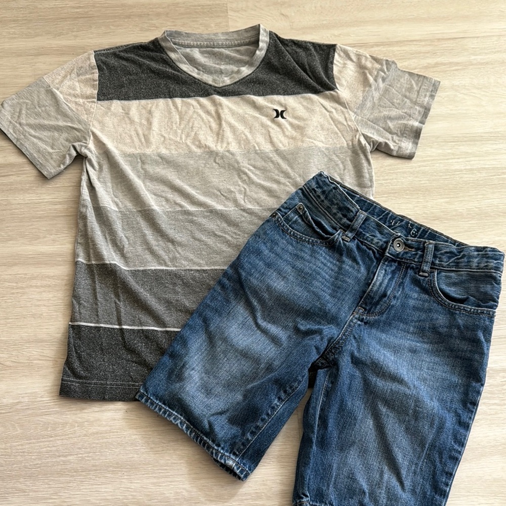 Hurley Kids Gray Striped T-Shirt